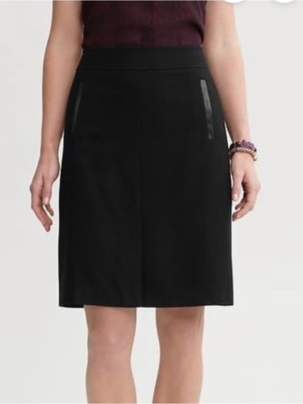 Banana Republic Black Pencil Skirt with Gray Waistband